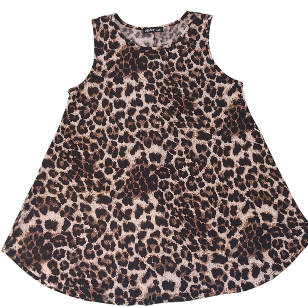 Heimish Brown and Black Leopard Print Tank Top Size Small